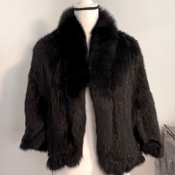 Bloomingdale's Jackets & Blazers - Mink and fox fur collar genuine fur evening shawl